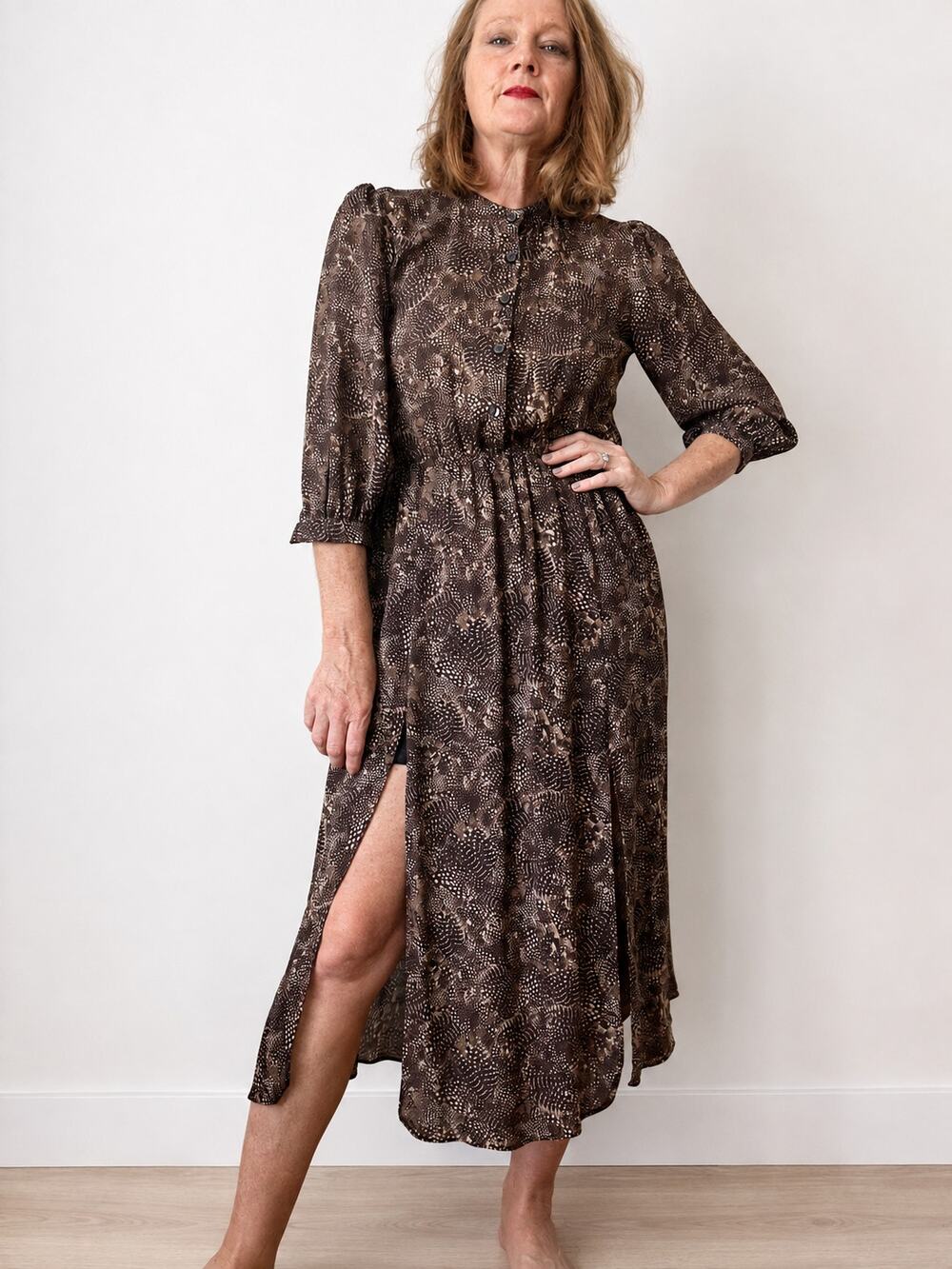 Thread Social 100% Silk Animals Print Midi Dress Size 6 Career Party Classic